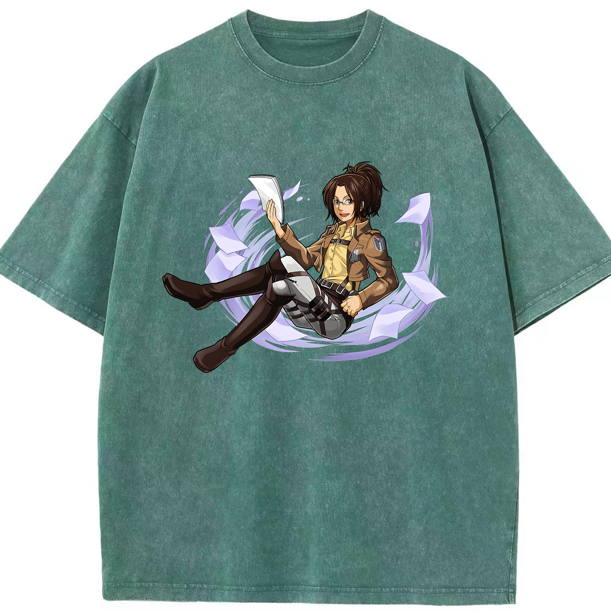 （画像用） 進撃の巨人 ハンジ·ゾエ Attack on Titan Hanji Zoe 綿100% ヴィンテージ風 半袖Tシャツ（フロントプリント）